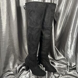 Steve Madden Gorgeous Size‎ 8.5M Black Faux Suede High Heel Over The Knee Boots